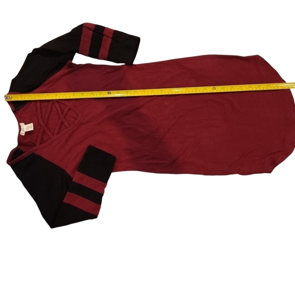 Bozzolo Womens ¾ Length Sleeve Burgundy Black Sporty Striped Dress Tunic Size S - Picture 4 of 7